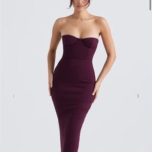 House of CB Strapless Plum Dress